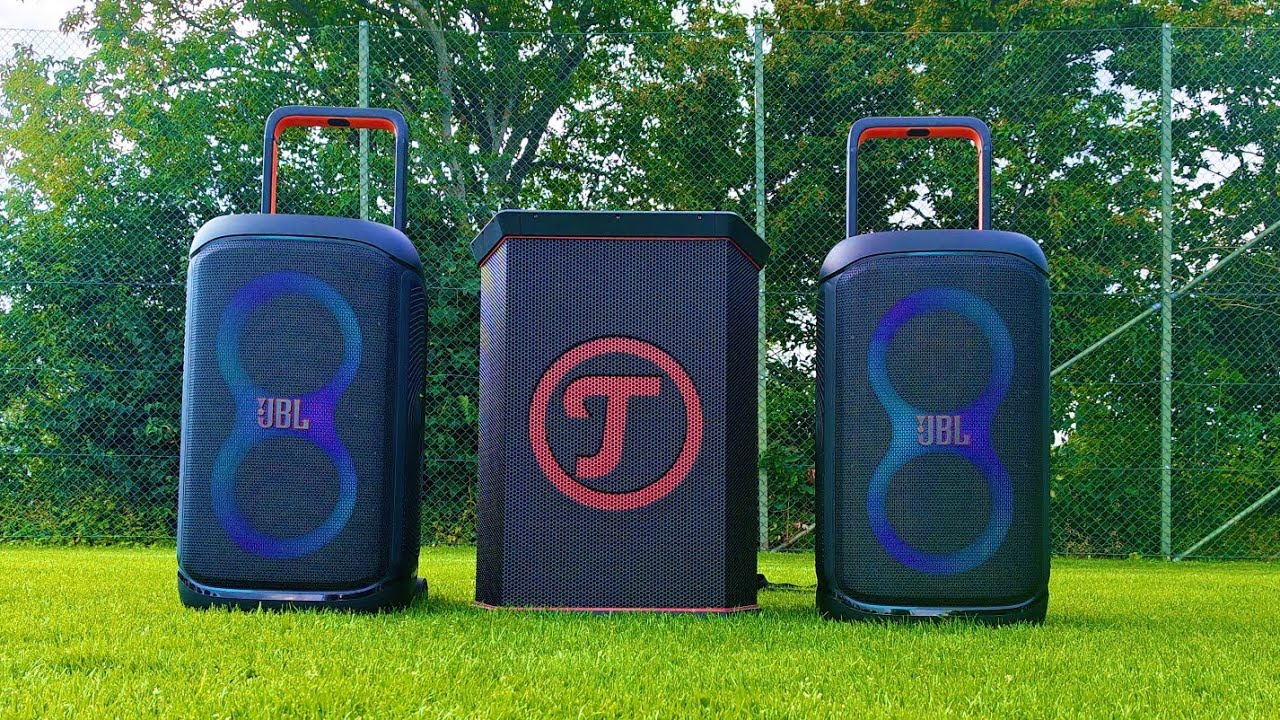 JBL PartyBox 520 (2x) против Teufel Rockster (на улице, 1000 сабов!, максимальный уровень громкости)