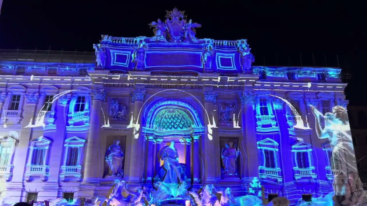 Trevi Fountain Light Show 2025, Rome Italy