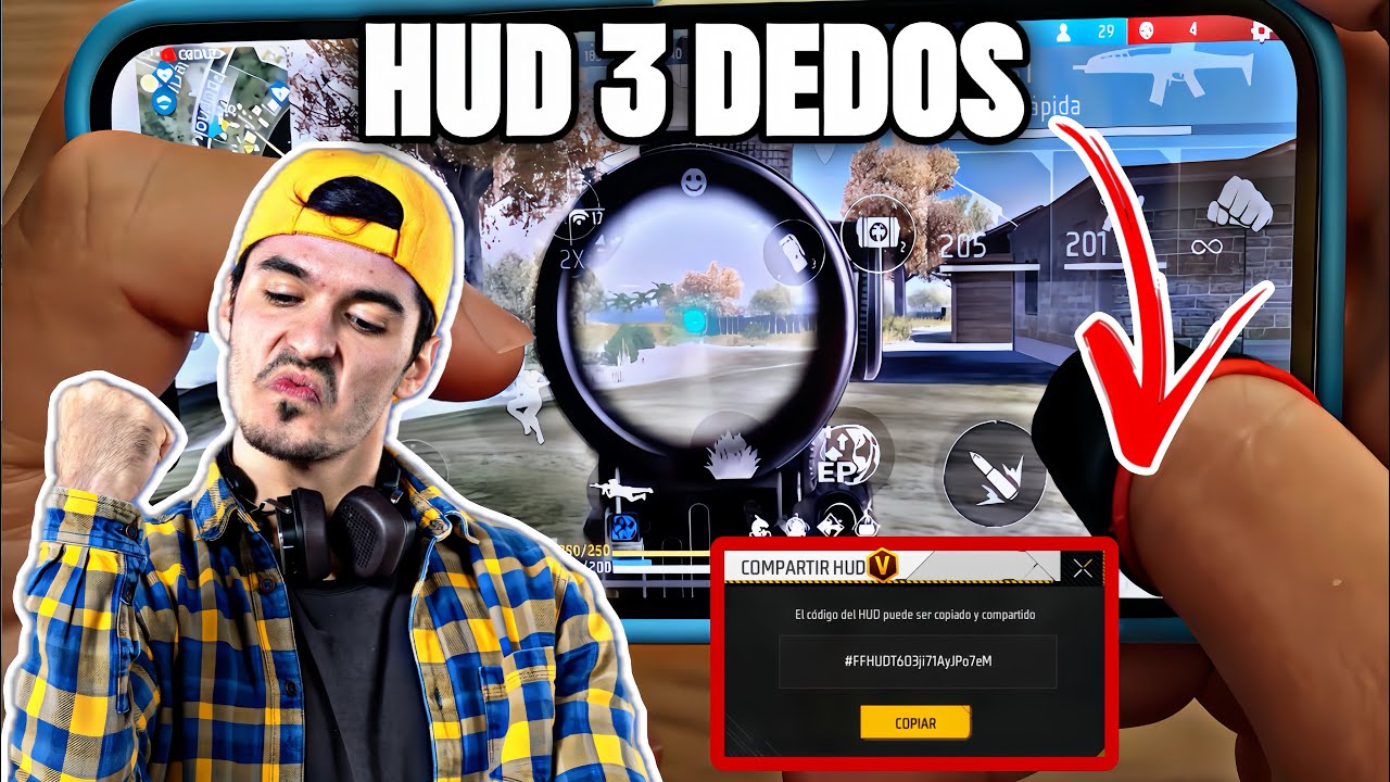 HUD 3 DEDOS (PROPLAYERS✅)CÓDIGO NUEVA ACTUALIZACIÓN (2025)PARA FREE FIRE MAX O NORMAL