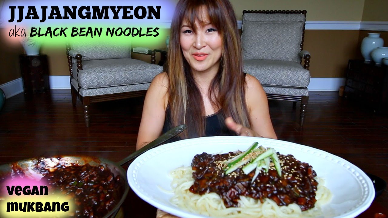 *vegan* BLACK BEAN NOODLES aka JJAJANGMYEON • Mukbang & Recipe