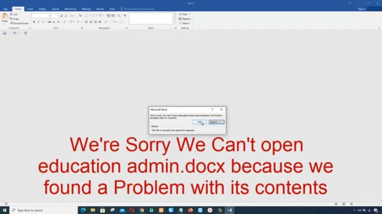 How to fix MS Word  