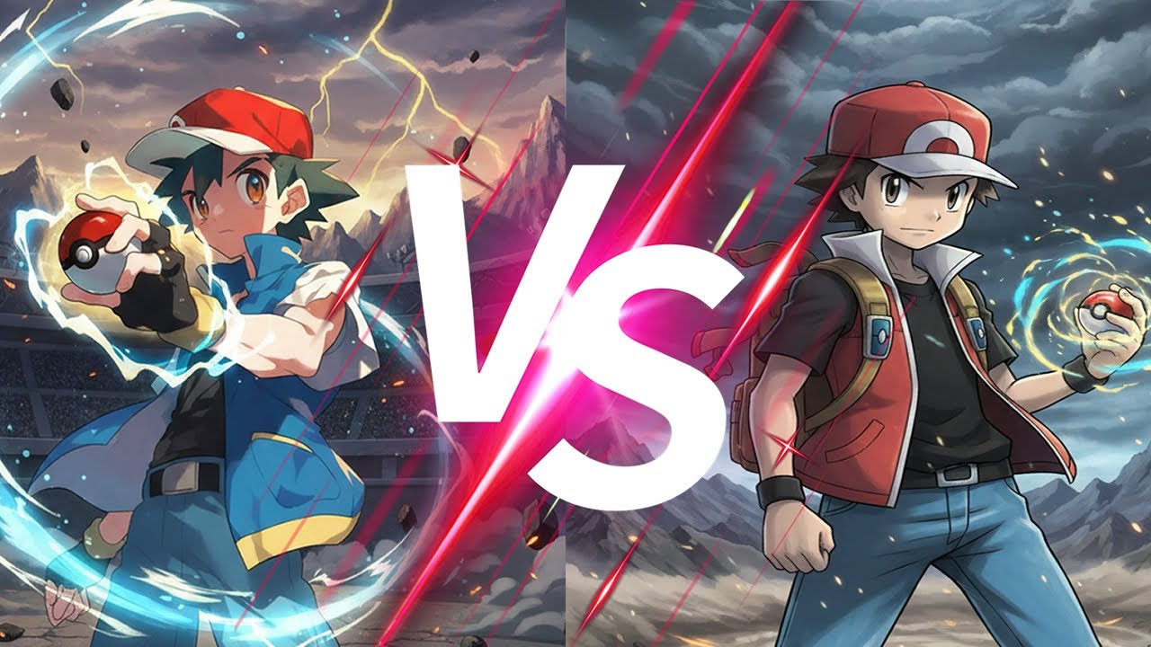 Ash Ketchum VS Trainer Red  (Pokémon) (Sprite Animation)