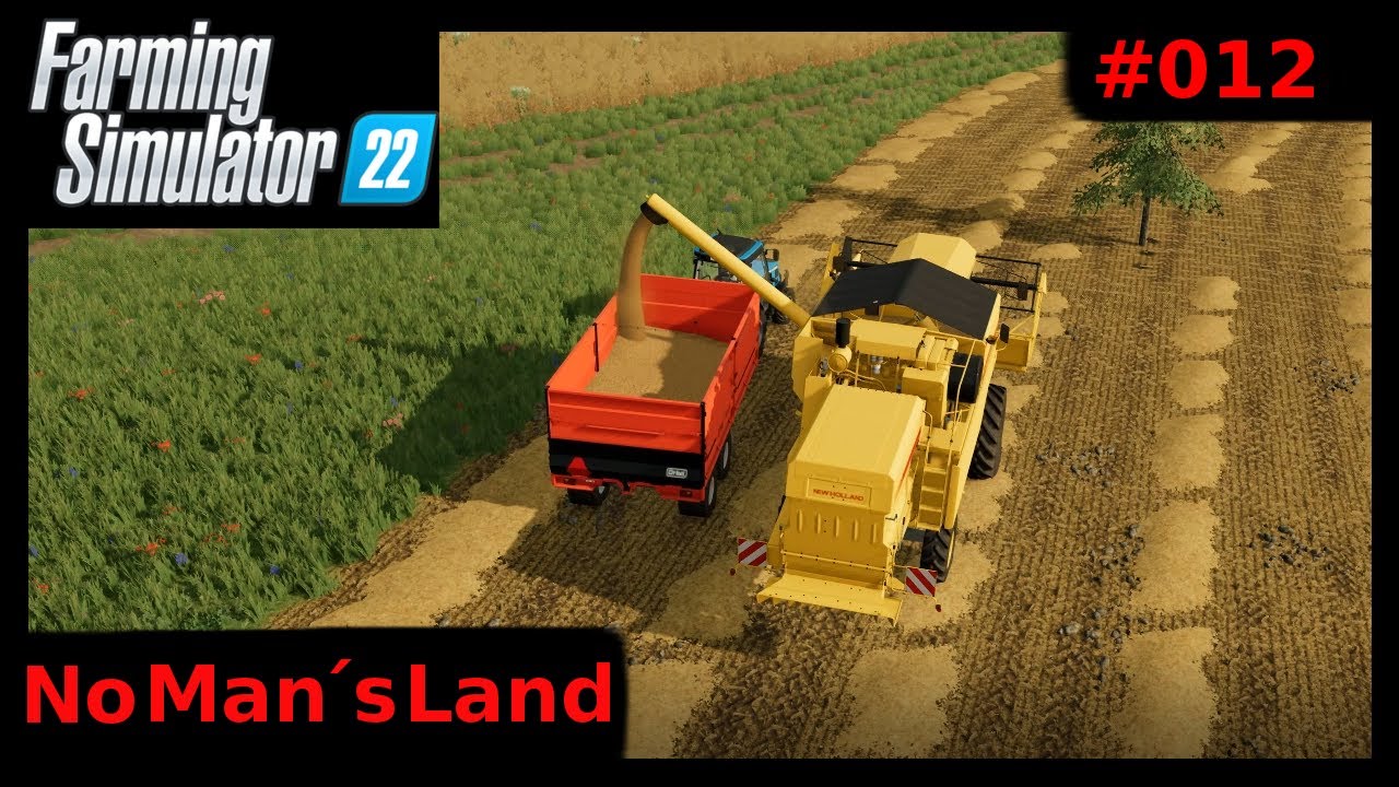 #012 NoMansLand - renting a harvester and harvesting wheat - fs22 timelaps