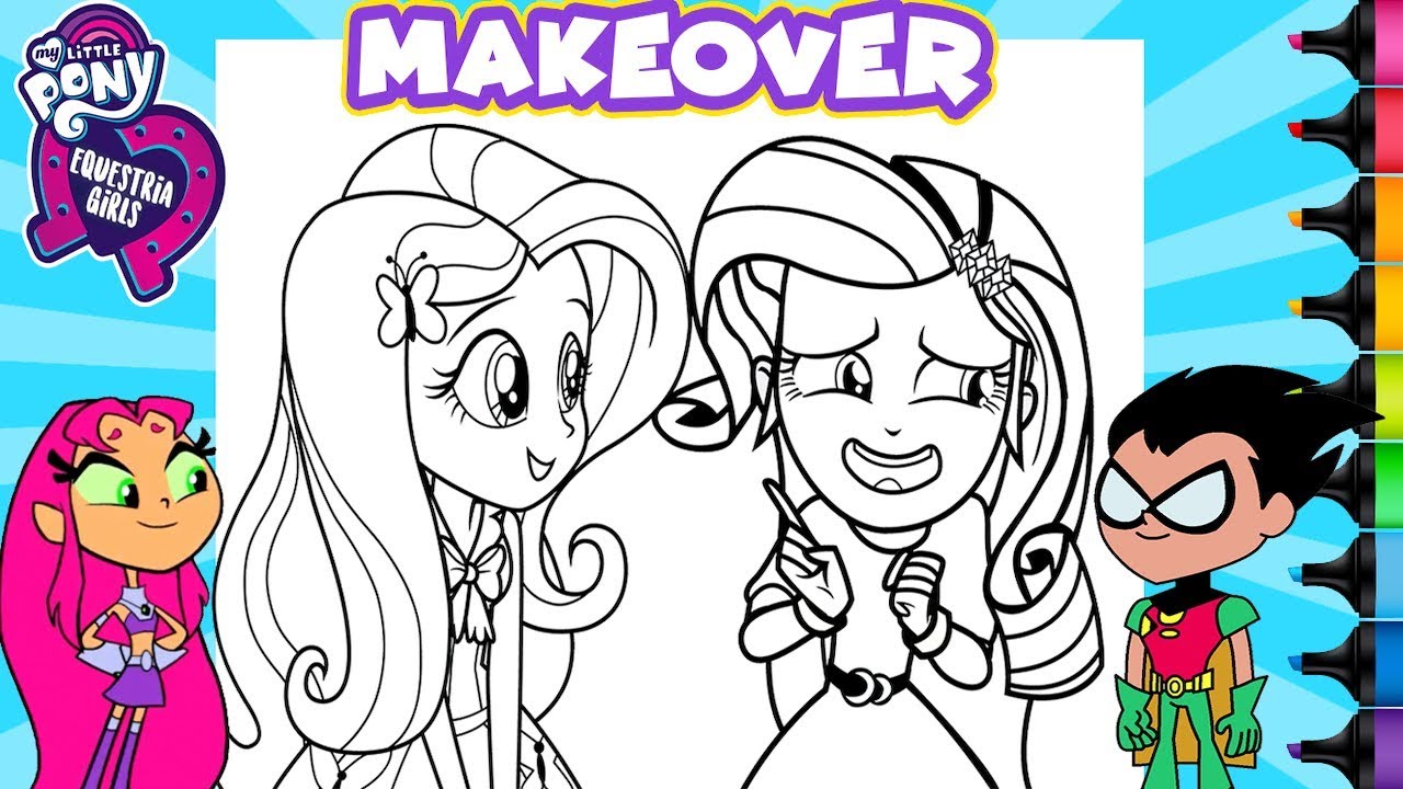 Equestria Girls Coloring Book Page Makeover Color Swap Fluttershy Rarity Starfire Robin TTG