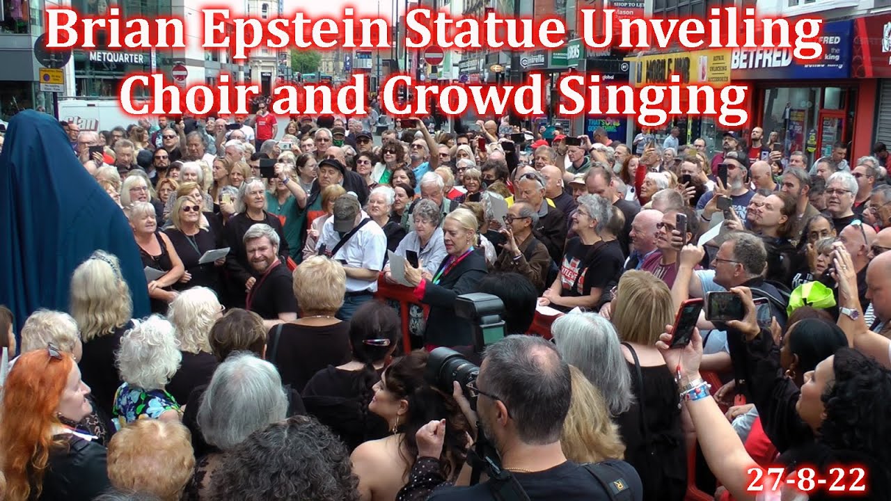 Brian Epstein Statue Unveiling Crowd Singing