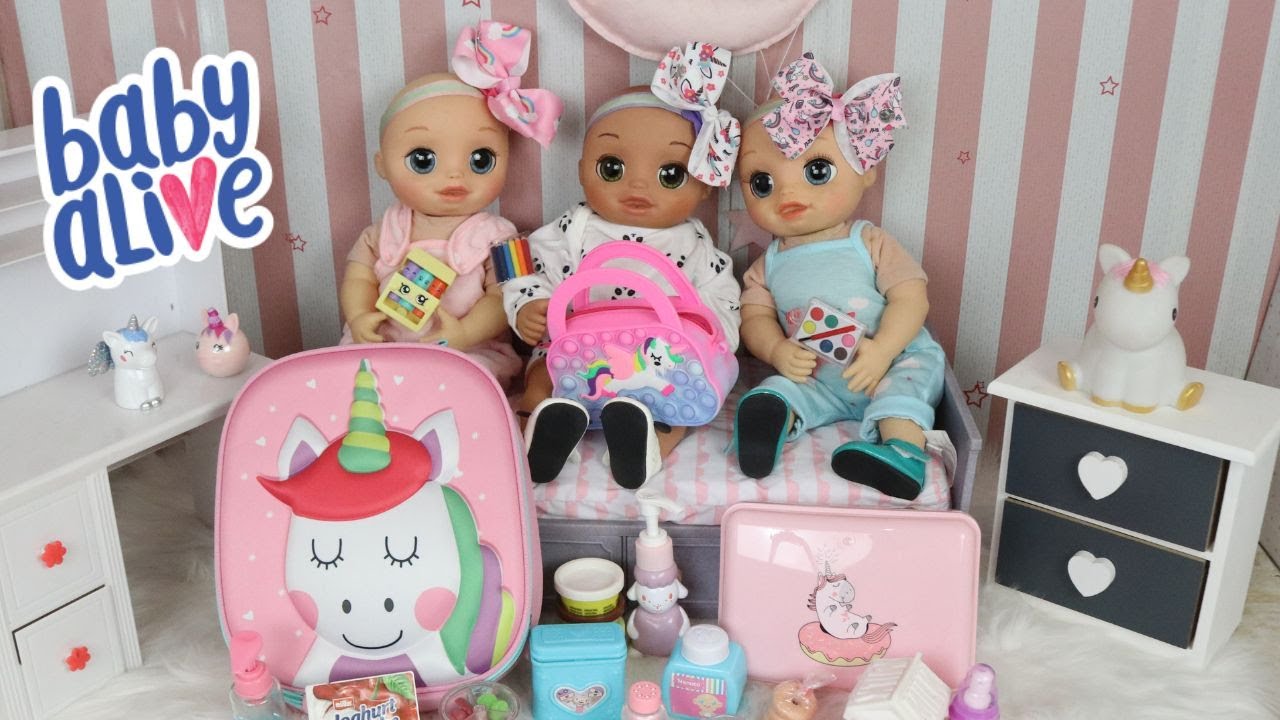 BABY ALIVE BEBÊS GÊMEAS LAURINHA Arrumando os materias /Minhas bonecas na Volta à Creche