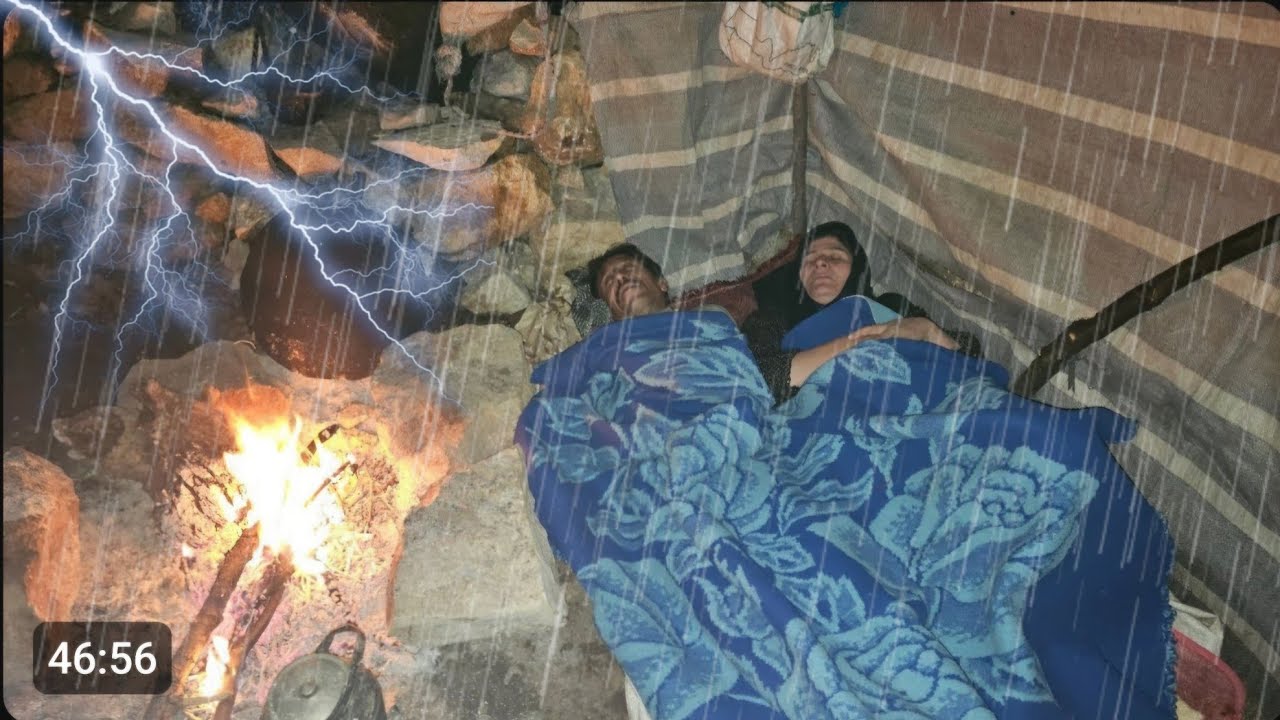 Heavy rain and storm in the Zagros Mountains! 🌧️Nomads are just trying to survive😱🐑🔥
