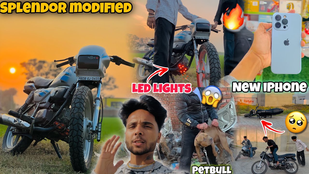 Splendor Modified😍 || LED Engine Lights🔥 || Drift Gone Wrong🥺 || New Iphone ? ||