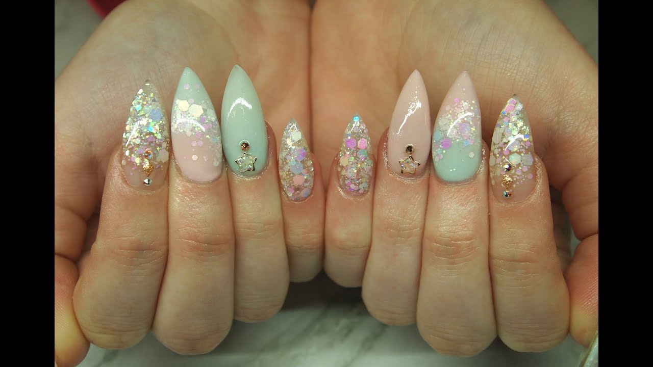 Watch Me Work: Acrylic Nails ~ Pretty Pastel Sparkles