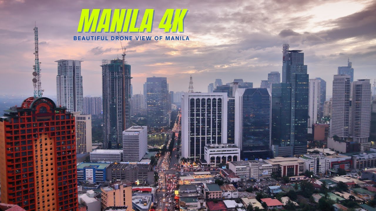 Manila City Philippines By Drone 4k - Manila Philippines Drone View - Manila Drone Shots