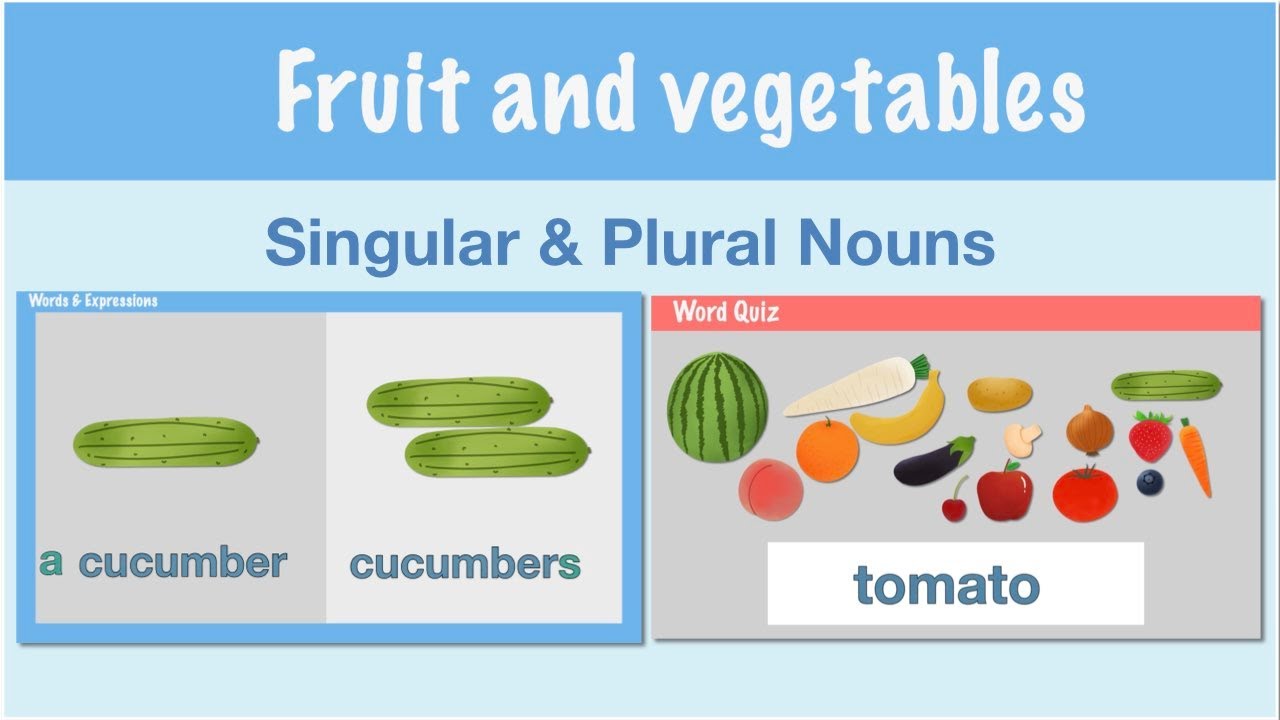 Learn Fruits and Vegetables in English | Vocabulary Quiz & Singular–Plural Practice