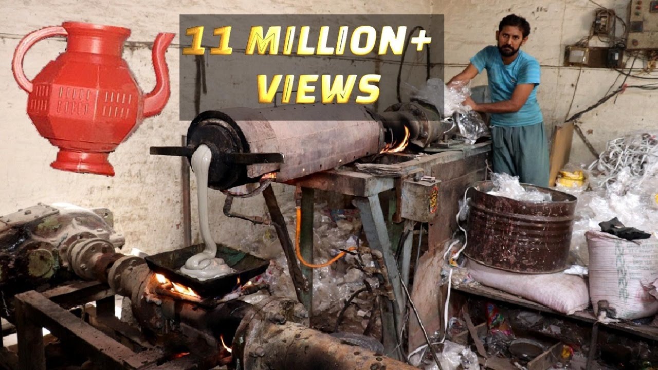Amazing Utiliszation of Waste Plastic Bags to Manufacture Asian Lota | Recycling Proces
