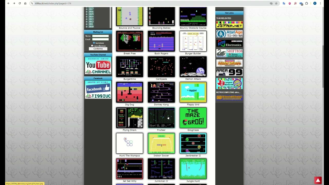 Front-end: TI Game Room (based on JS99'er JavaScript version 6.1) - 72 games