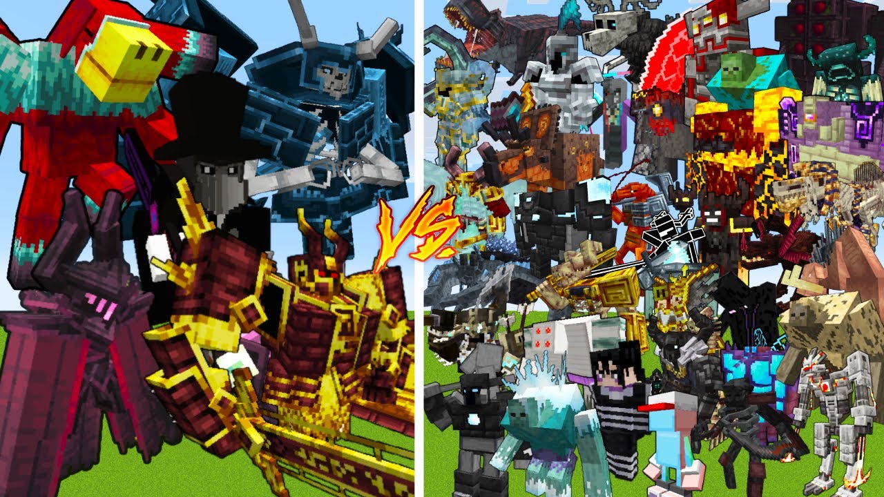 5 Strong Bosses VS 40 Random Bosses / Minecraft Mob Battle