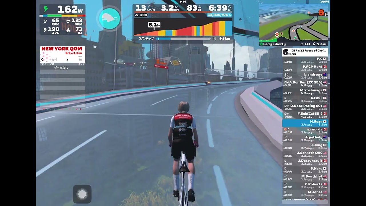 2026年1月4日zwift2026走りぞめ　ニューヨーク1位
