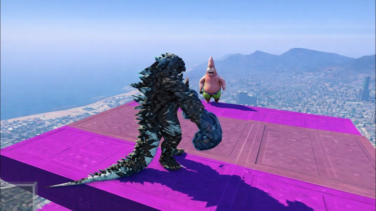 GTA5 Epic Cristal Godzilla Vs Water Slide Ragdoll Jump/Fail || Gamezo Gta5 
