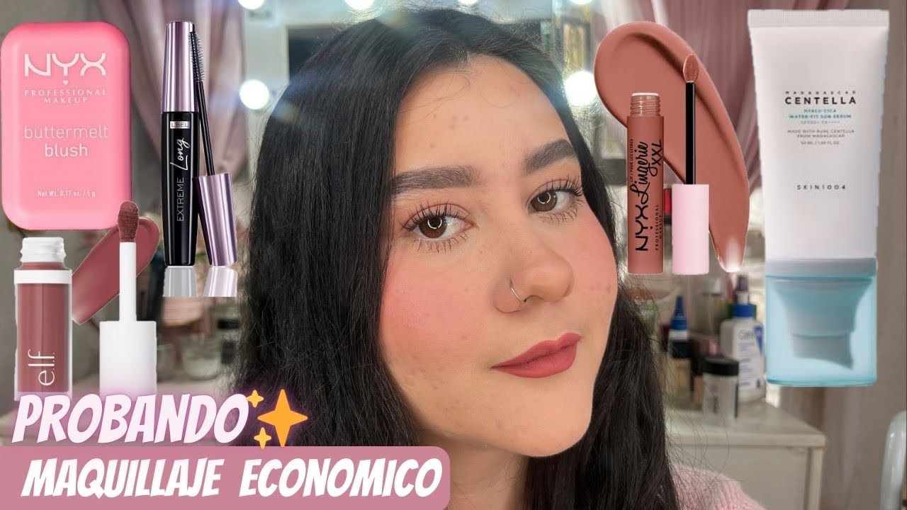 PROBANDO MAQUILLAJE ECONÓMICO + Skincare✨ | Elf Camo, NYX Buttermel blush, Lbel, Skin1004