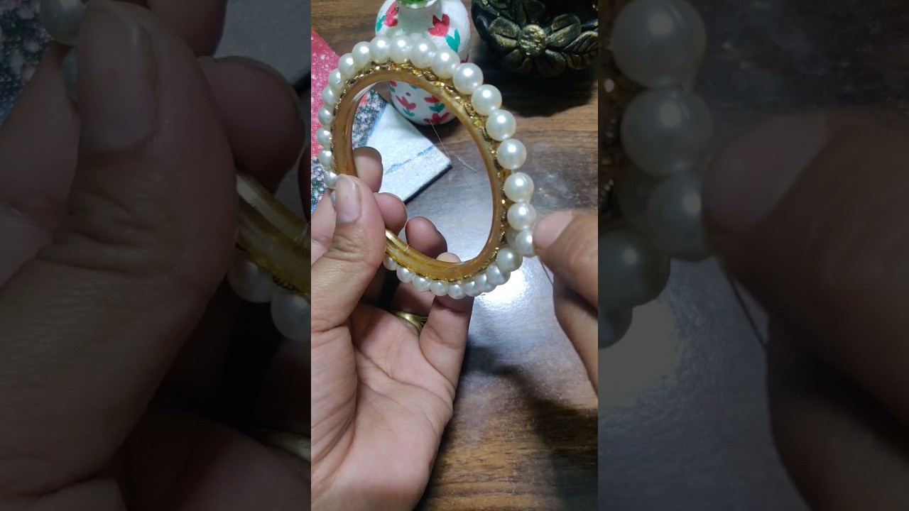5 min pearl bangles diy😍😱 #pearl #diy #handmade #bestoutofwaste #viral #shorts #shortsvideo