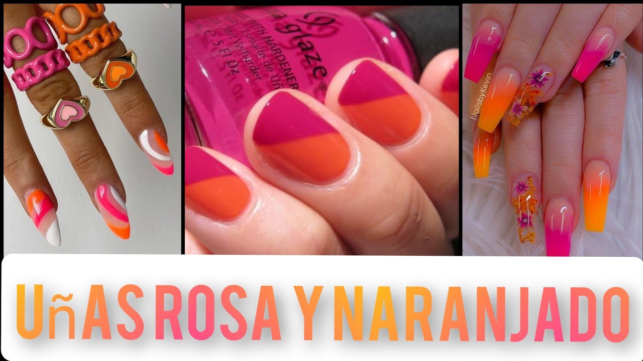 UÑAS ANARANJADO CON ROSA 2021-2022 #ORENGENAILS #PINKNAILS2022 #UÑASROSACONANARANJADO #RECOPILACION