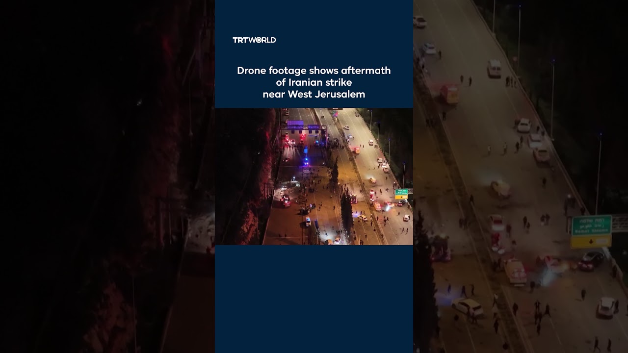 Drone footage shows aftermath of Iranian strike near West Jerusalem