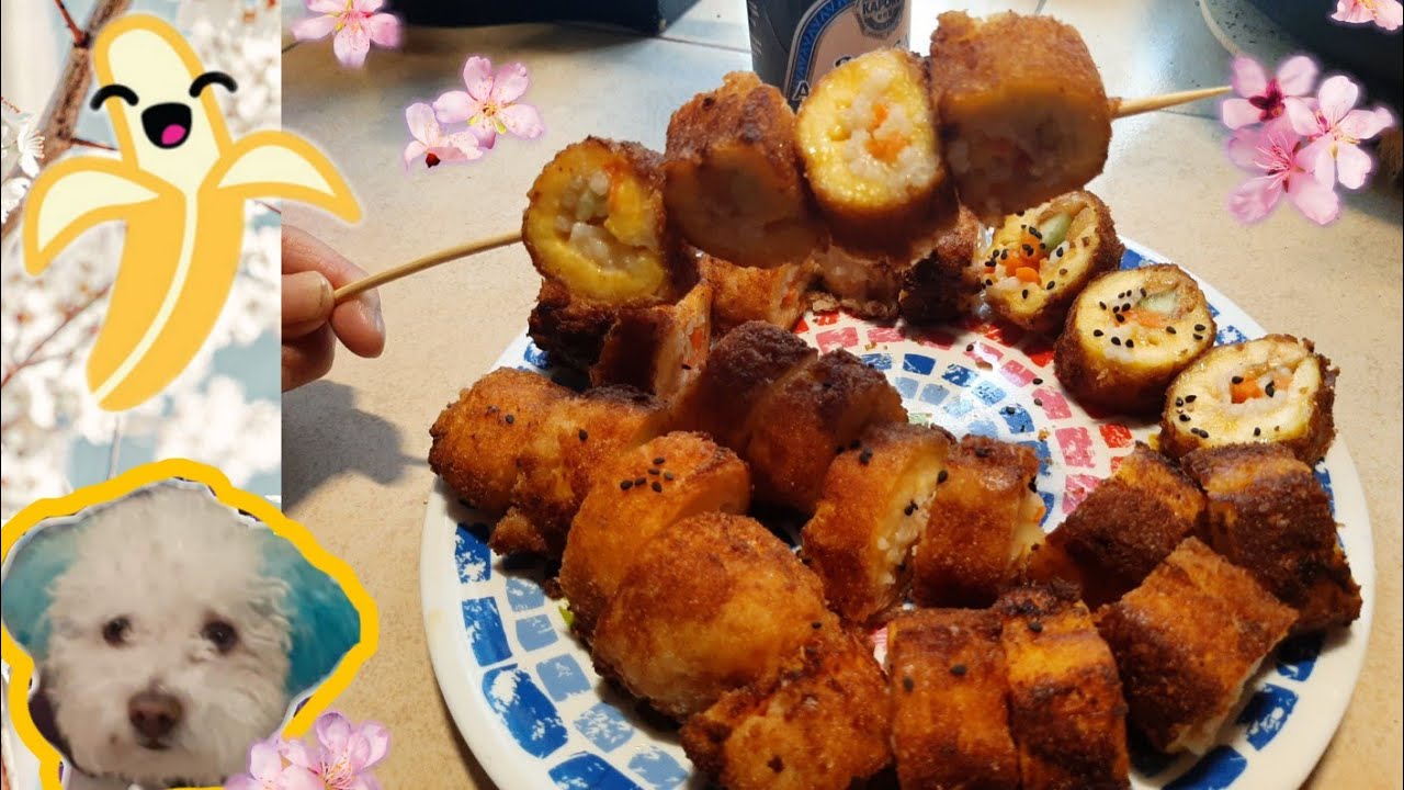 🍥 ROLLOS DE SUSHI DE PLATANO EMPANIZADO/ Super Delicioso 💥 Vegetariano + Facil de hacer( Sin alga )