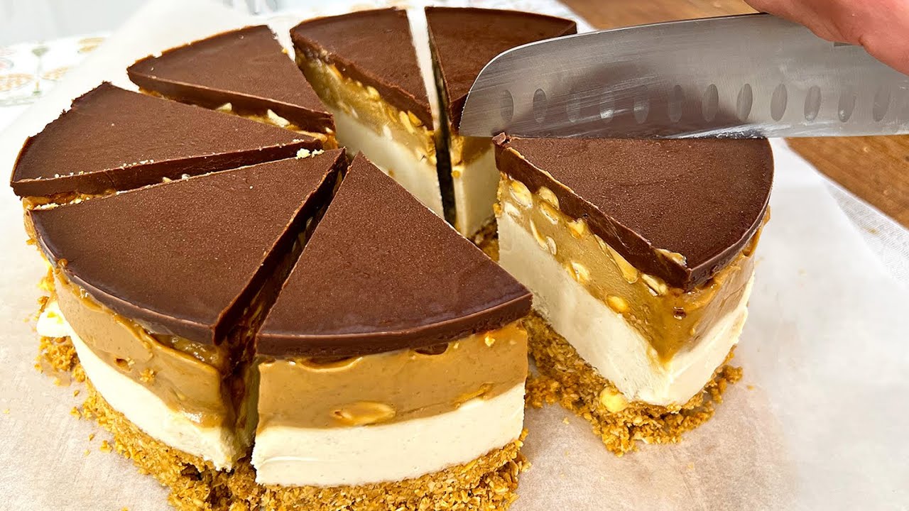 Erstaunliche Snickers-Eiscremetorte ohne Zucker / ohne Sahne / ohne Milch!