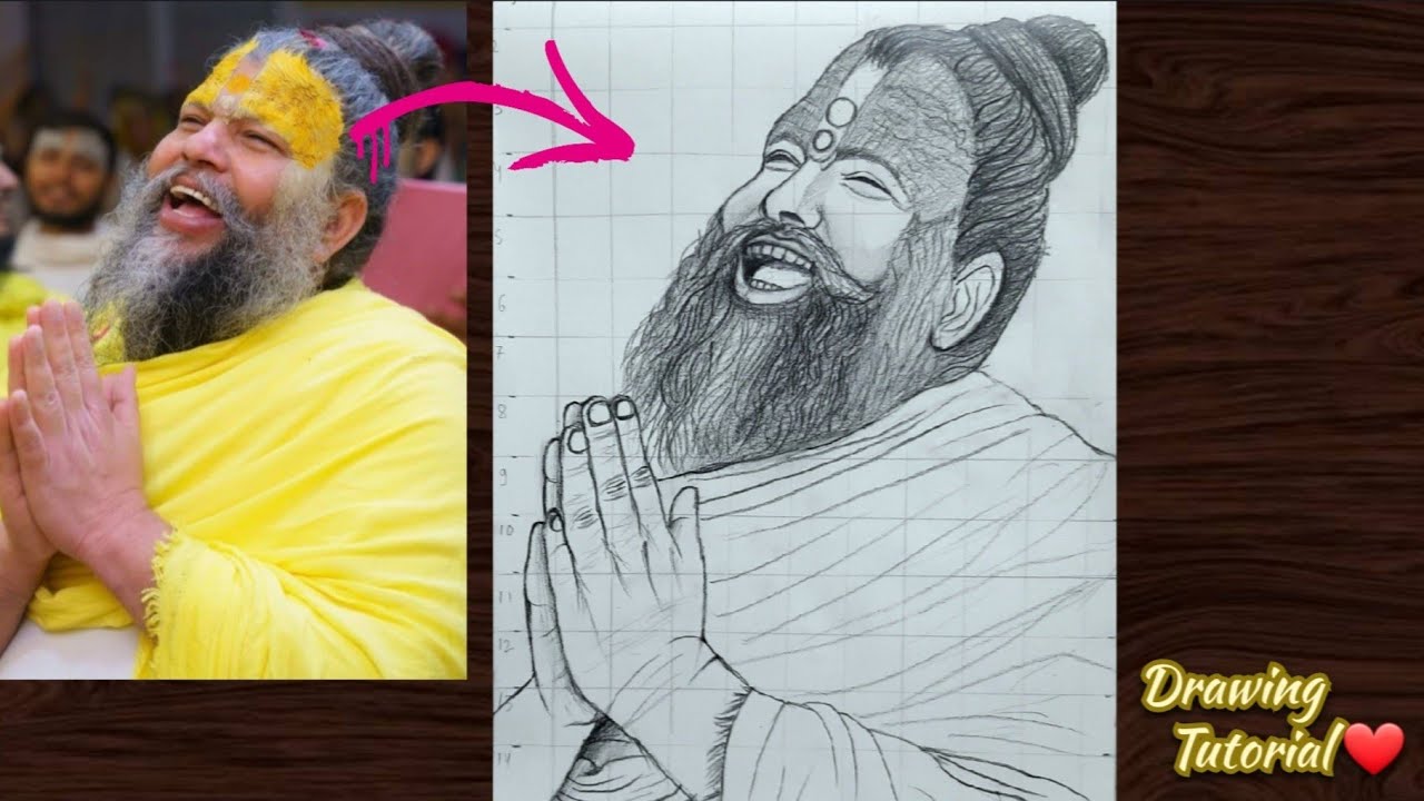 Premanand Ji Maharaj Drawing, How To Draw Premanand ji Maharaj, Outline Tutorial 😍