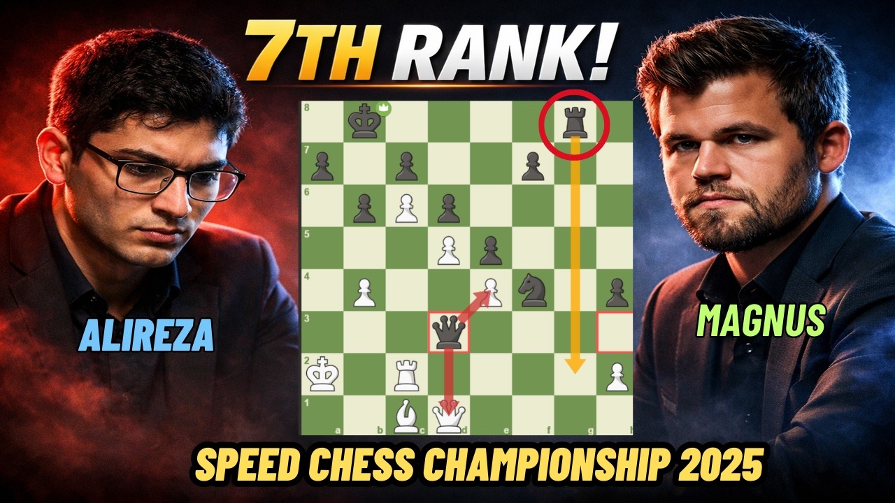 7th-Rank Rook! Alireza vs Carlsen – Speed Chess Championship 2025 🔥