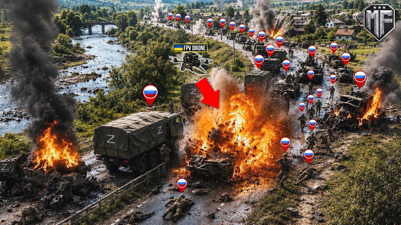 Entire Russia&rsquo;s Military Convoy Get Caught by Ukrainian FPV Drones - Then THIS Happened...