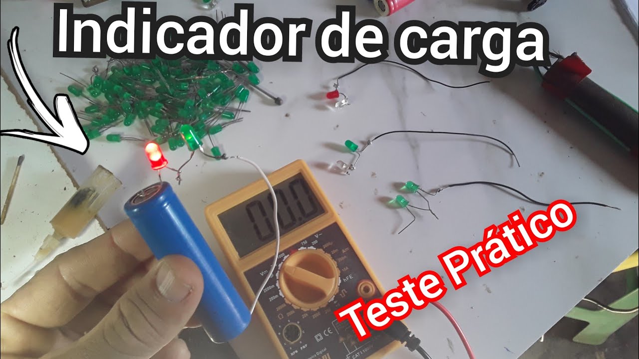 Como fazer um indicador de carga para bateria  litio de 3.7 volts CASEIRO com Leds/   teste prático