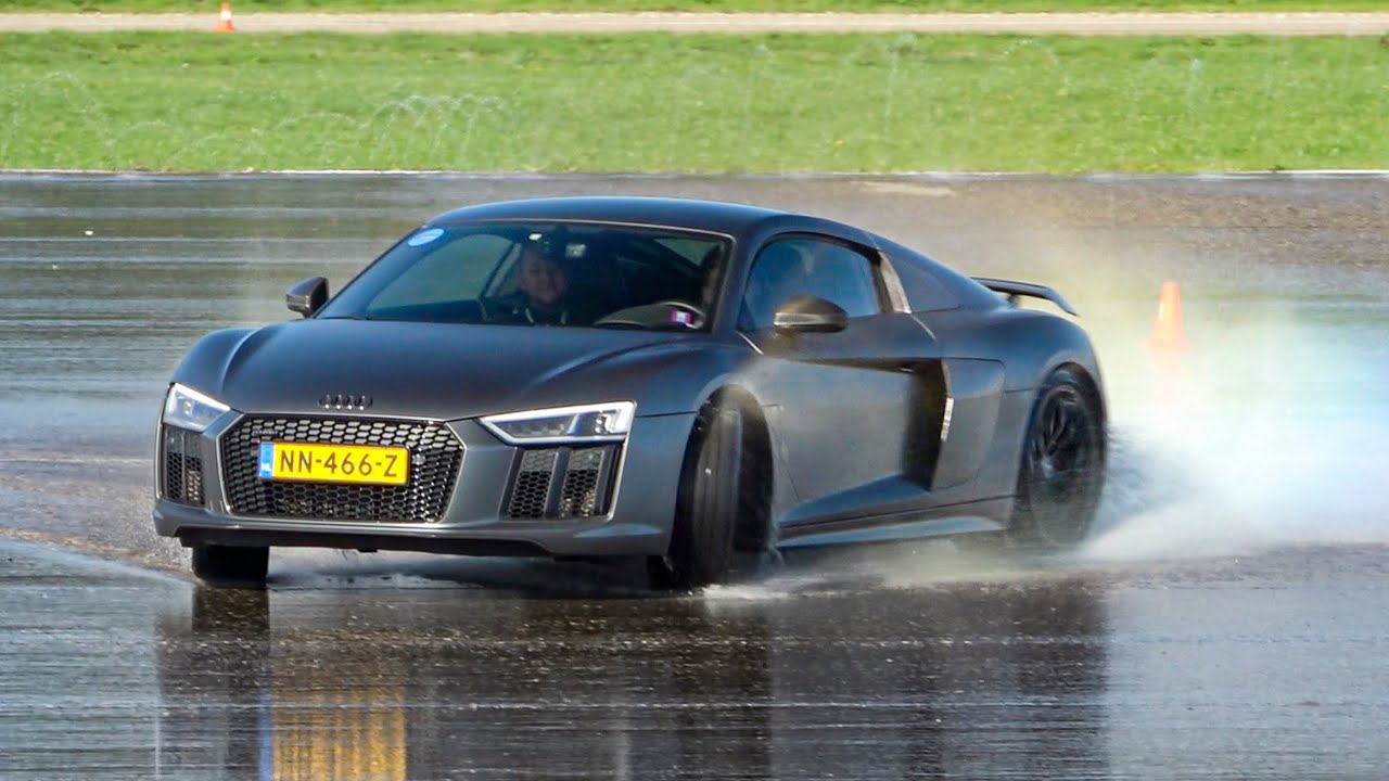 Audi R8 V10 with Titanium Exhaust - HIGH SPEED QUATTRO DRIFTING!