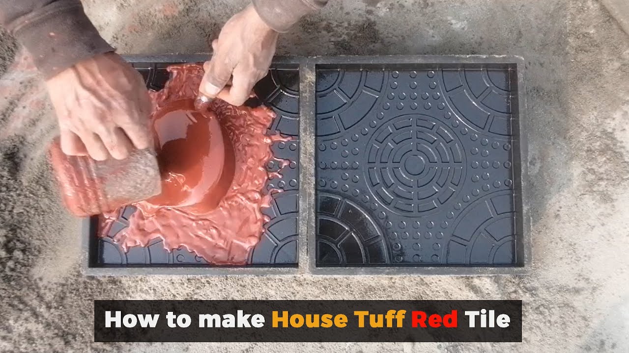 Making Red Tuff Cement Tile for House | House Tuff Cement Tile | Tuff Tile | OurSkills Hub