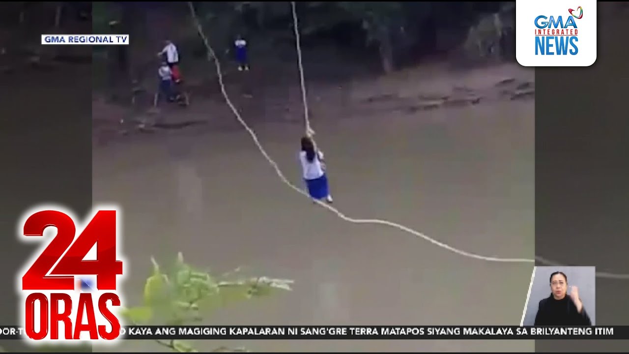 Mga estudyante, tumatawid sa ilog gamit ang lubid matapos masira ang bangka | 24 Oras