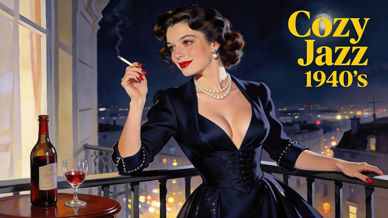 1940s Cozy Winter Jazz Lounge 🎷 Rainy Nights & Fireplace Dreams | 3+ Hours Deep Sleep Music