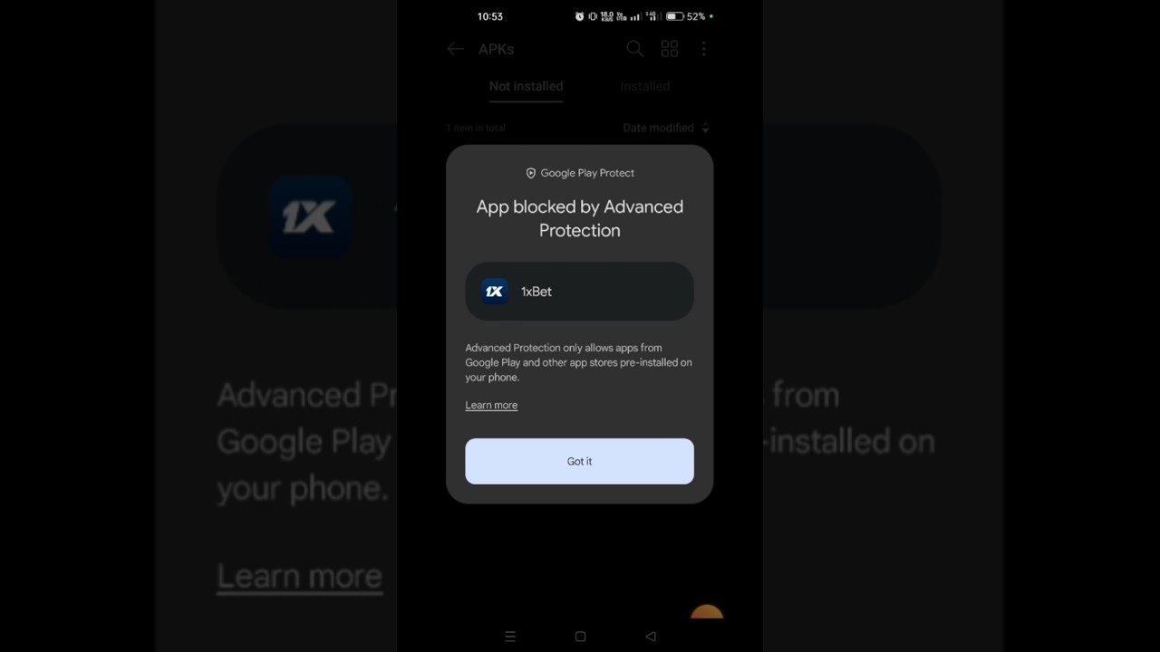 Solved app not installed -  app block advance protection