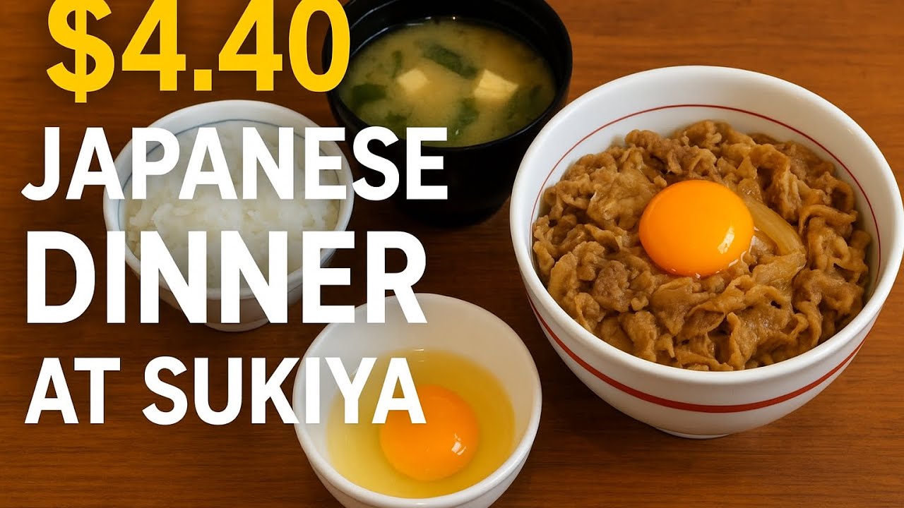 [Daily Life in Japan] 🇯🇵😳$4.40 Japanese Dinner at Sukiya#Japan #JapaneseFood #sukiyaki