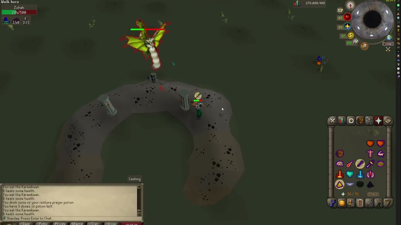 OSRS - Zulrah in 1:17 with the Twinflame staff and Fire Wave