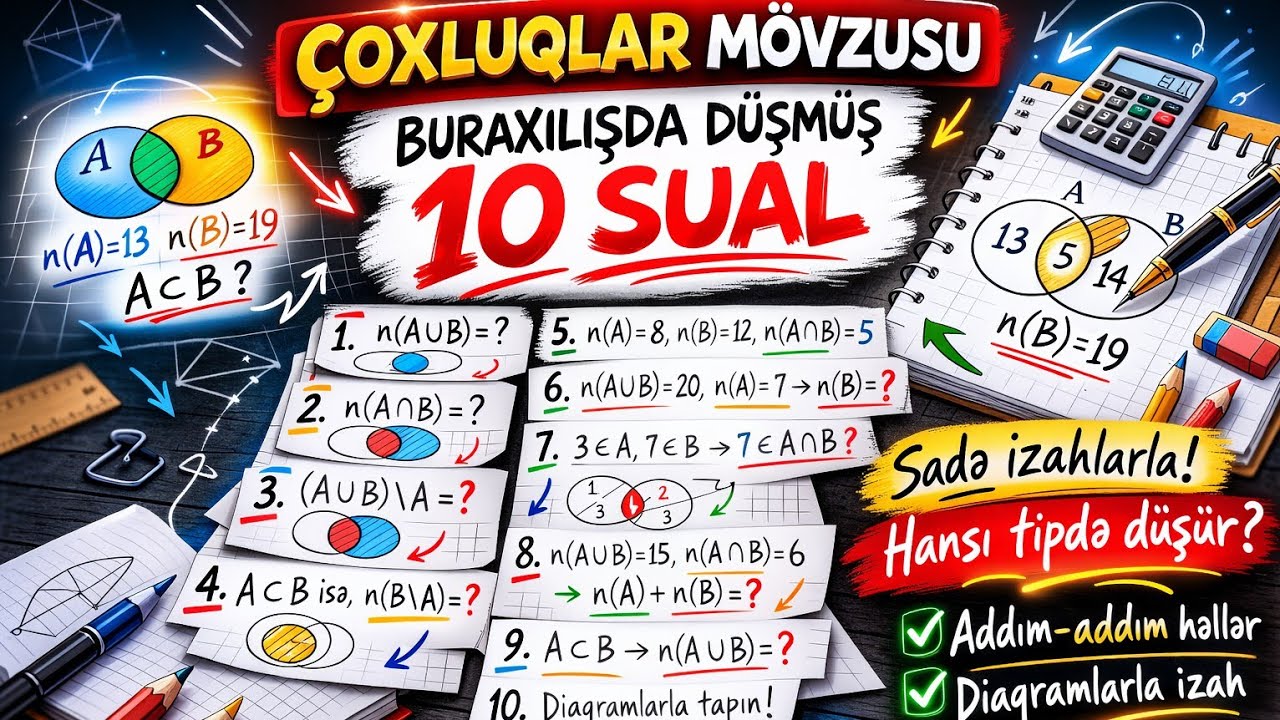 Çoxluqlar 🔔 -Buraxılış imtahanında düşmüş 12 sual✅ #maths #education #study #mathematics #share #1k 