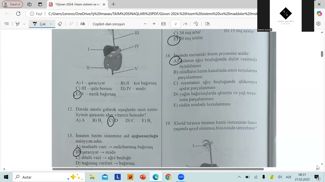 Güvən - 2024.  Həzm sistemi test izahı.  MİQ və Sertifikasiya hazırlığı.  Əlaqə: 055-634-73-41