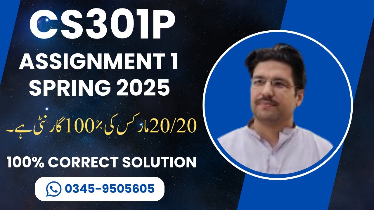 Cs301P Assignment 1 Solution Spring 20251 | CS301P Data Structures Pratical Assignment 1 Spring 2025