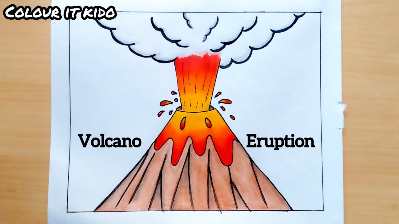 Volcano Eruption Drawing | Volcano Drawing | Volcano diagram | Volcano diagram for school project
