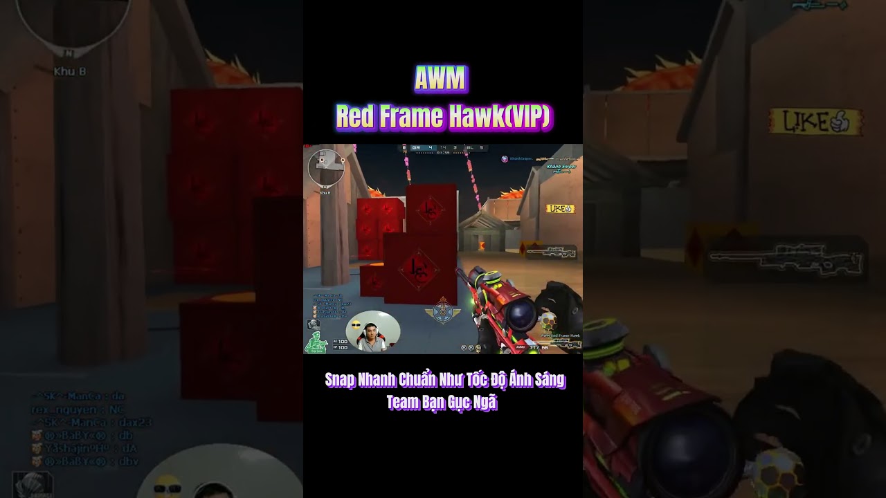 AWM -Red Frame Hawk(VIP). Snap Nhanh Chuẩn Như Tốc Độ &Aacute;nh S&aacute;ng-Team Bạn Gục Ng&atilde; ^^ #cfvn #crossfire