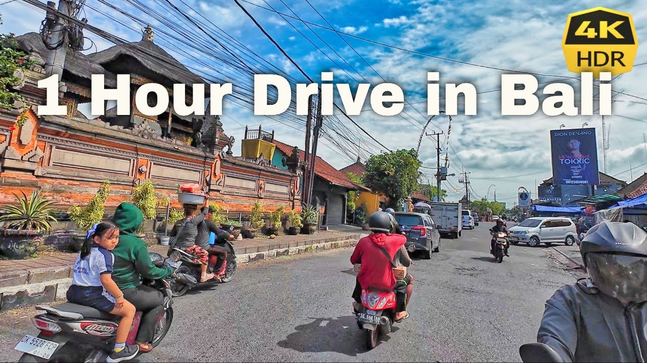 1 Hour Driving in Bali - Ubud to Canggu [4K HDR 60fps] Indonesia