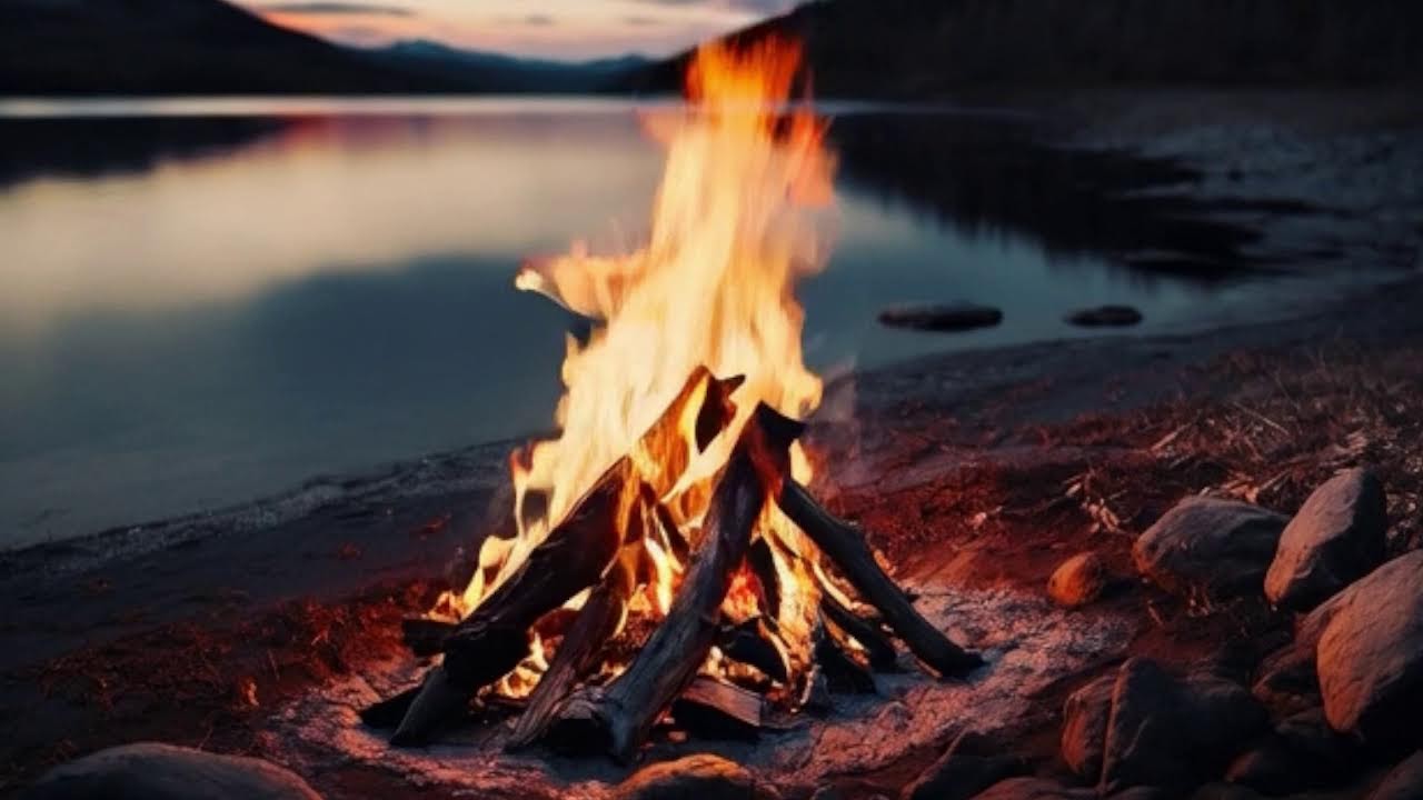 Bonfire Ambience In Winter | 🔥 Cozy Fire Sounds | ❄️ Winter Night Relax | Sleep, Stress Relief