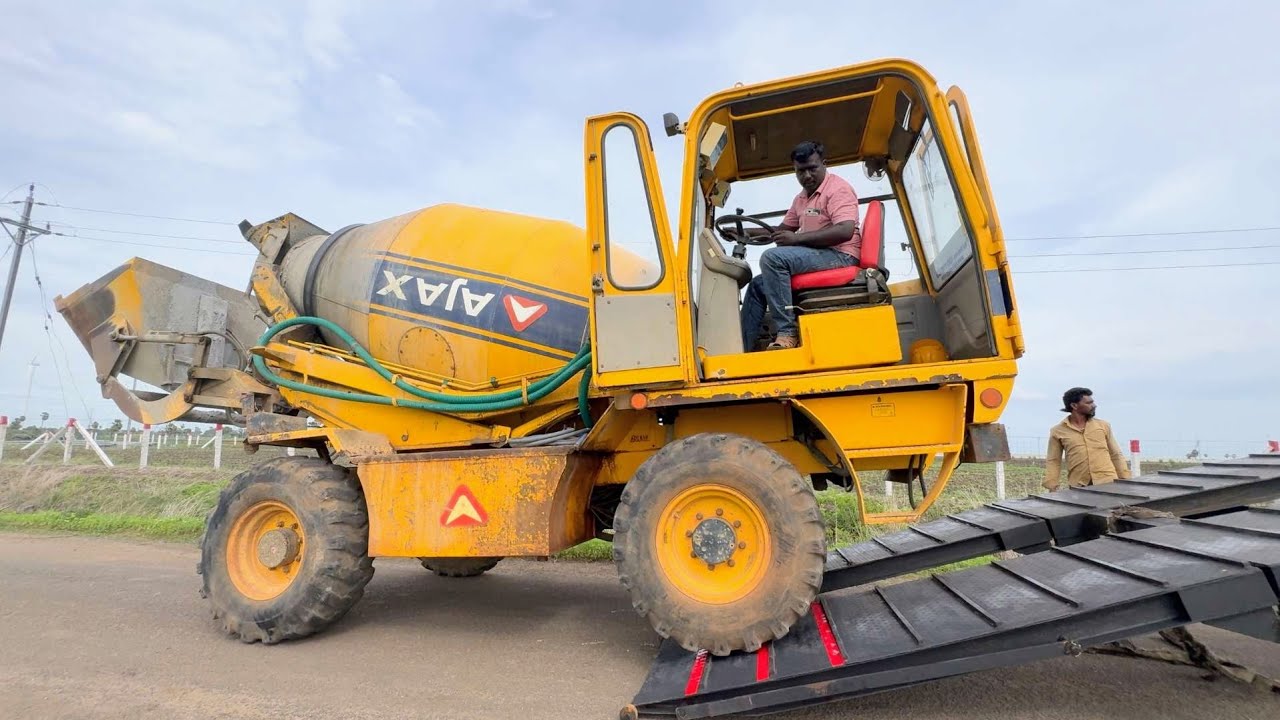 Ajax Agro 4000 Concrete Mixing Machine Unloading at Site and Powerful Working Performance 