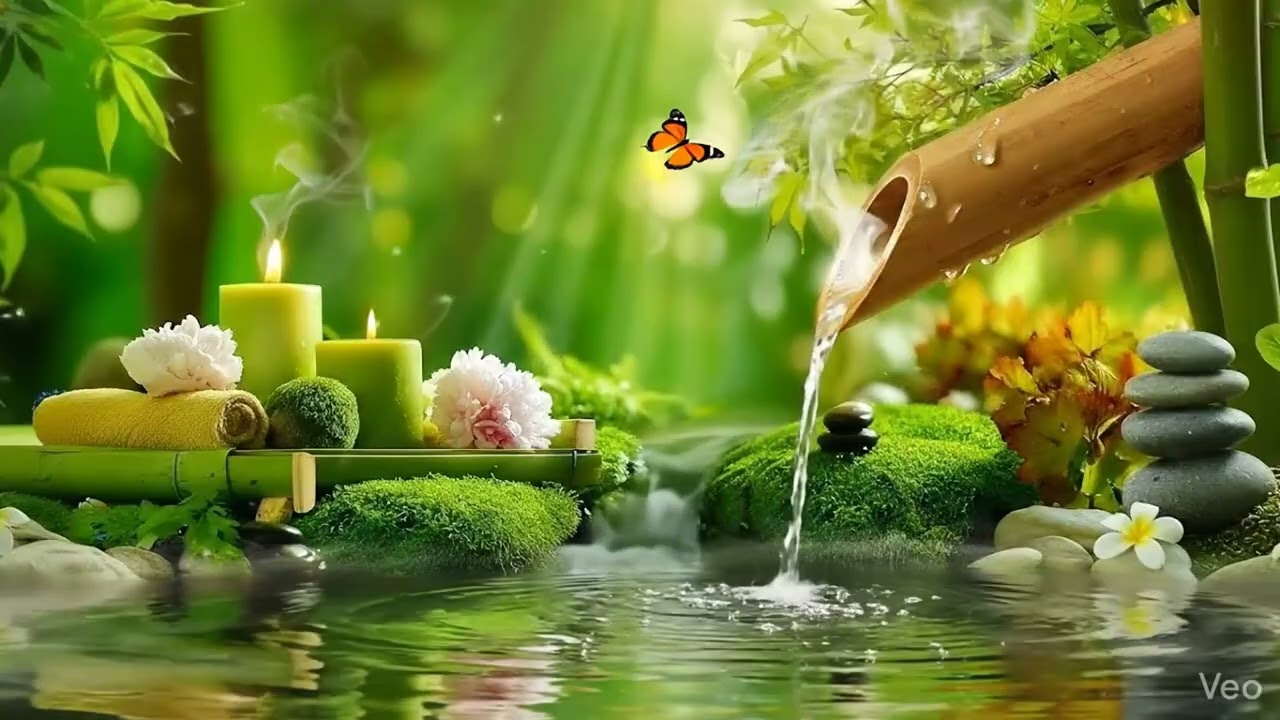 Sleeping Music for Deep Sleeping Bamboo Water Fountain, Deep Relaxation Music, Spa and Massage 😴🌛🌿🍀