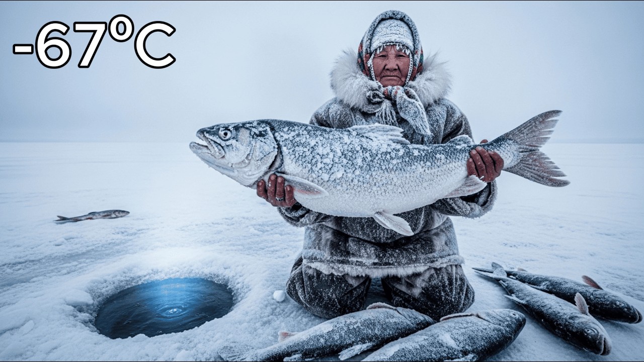 Anciana Alimenta a una Aldea con Pesca Bajo el Hielo a −67°C | El Método Tradicional de Yakutia