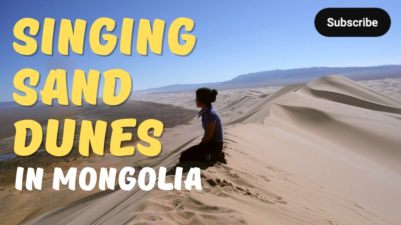 Camels and Khongoryn Els (singing sand dunes) in Mongolia