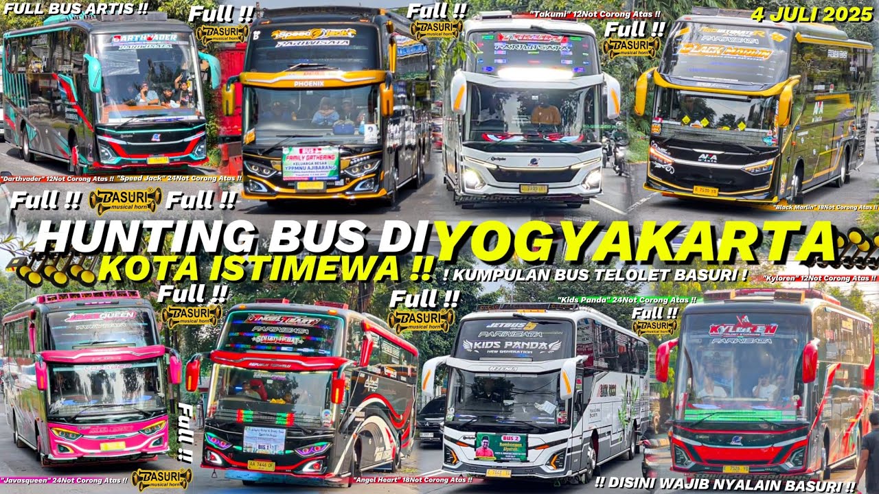 HEBOH‼️KUMPULAN BUS TELOLET TRIP MANIA DI JOGJA 🤩💃 BANYAK ARTIS BUS!! FULL BASURI CORONG ATAS🥳🤯