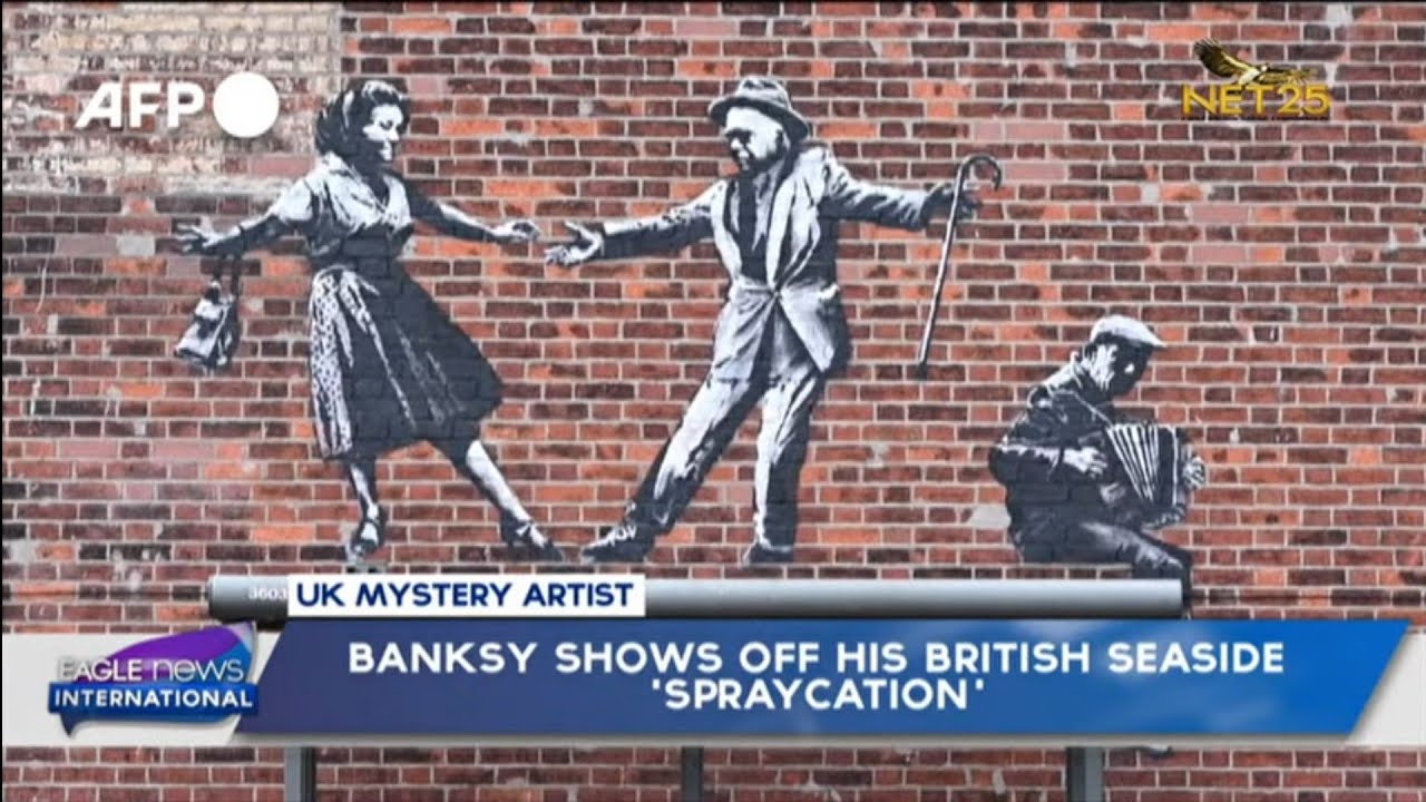 Banksy shows off his British seaside 'Spraycation'